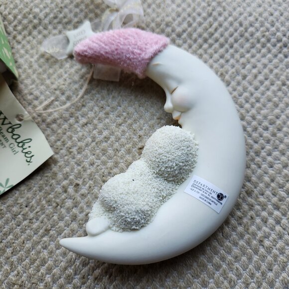 Department 56 Snowbabies Ornament Pink Hat Moon Beam Baby Girl Box Discontinued - Picture 8 of 9